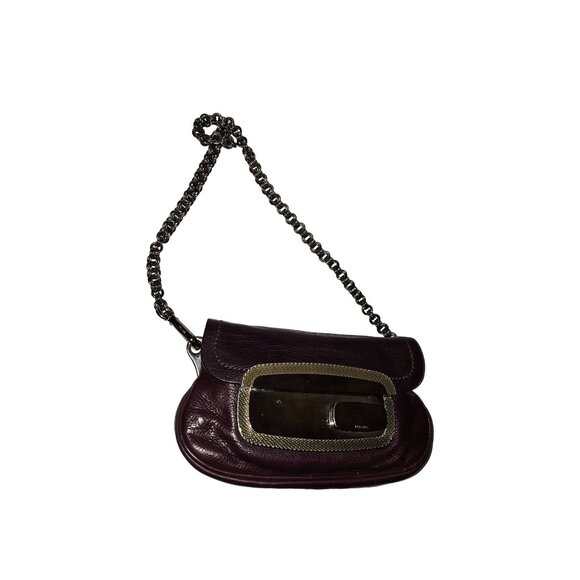 Prada Purple Lambskin Leather Shoulder Bag Mirror Chain Bag w Chain Strap - Picture 1 of 12
